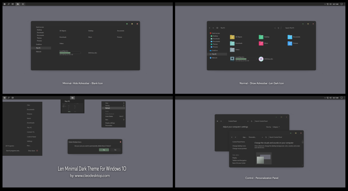 Len Minimal Dark Theme For Windows 10