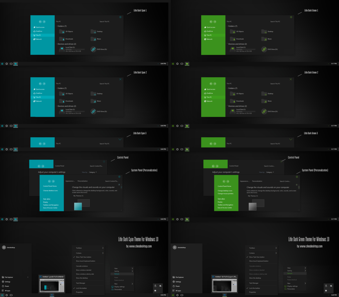 Litle Dark Cyan And Green Theme For Windows 10