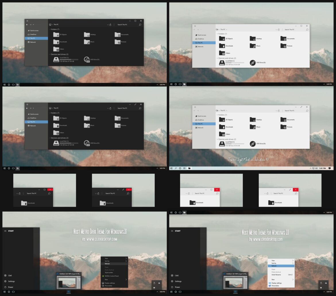 Nost Metro Dark And Light Theme For Windows 10