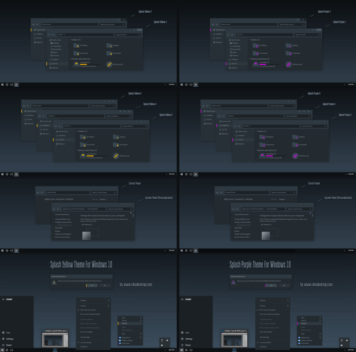 Splash Yellow And Purple Theme For Windows 10