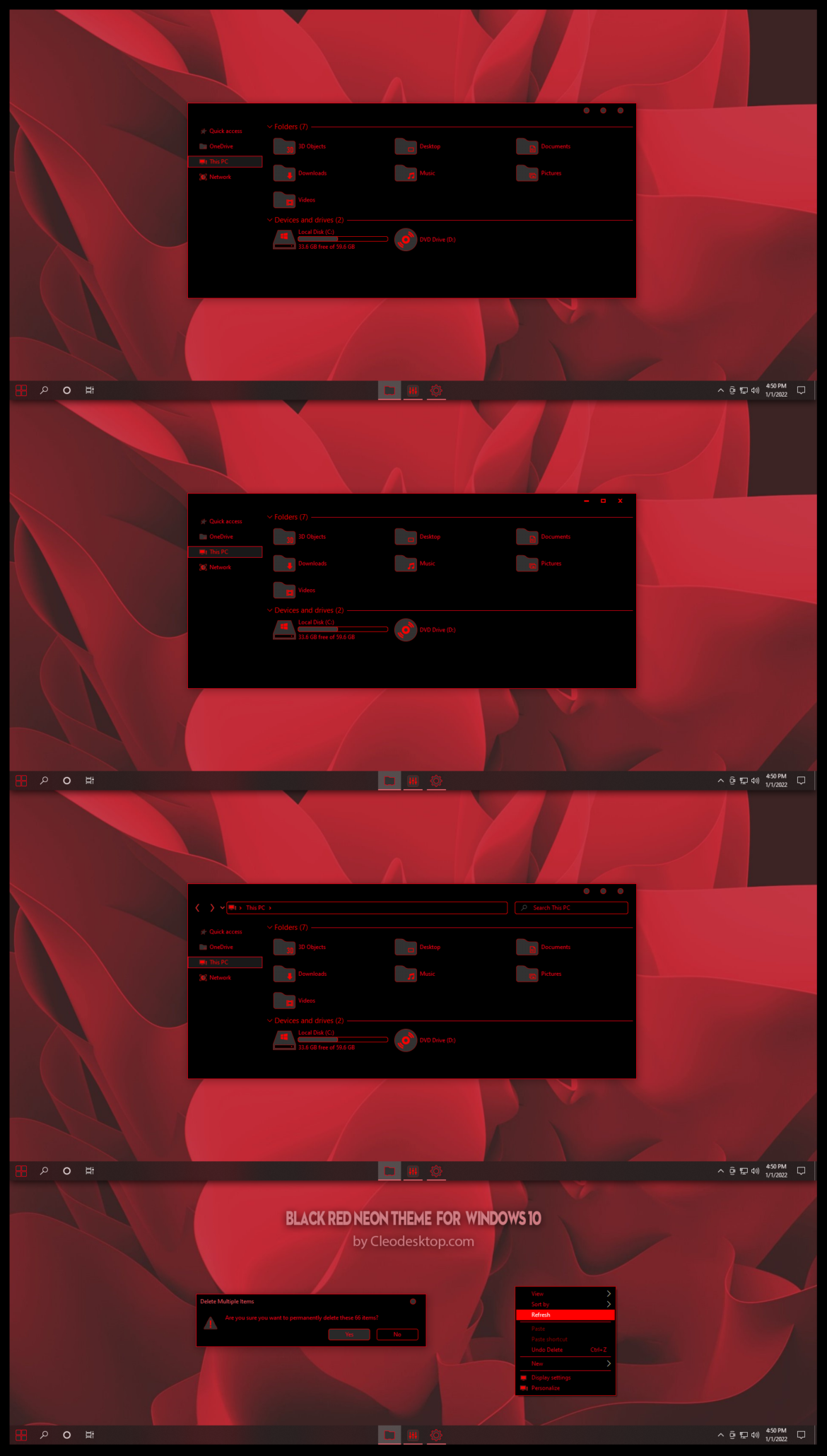 Black Red Neon Theme For Windows 10