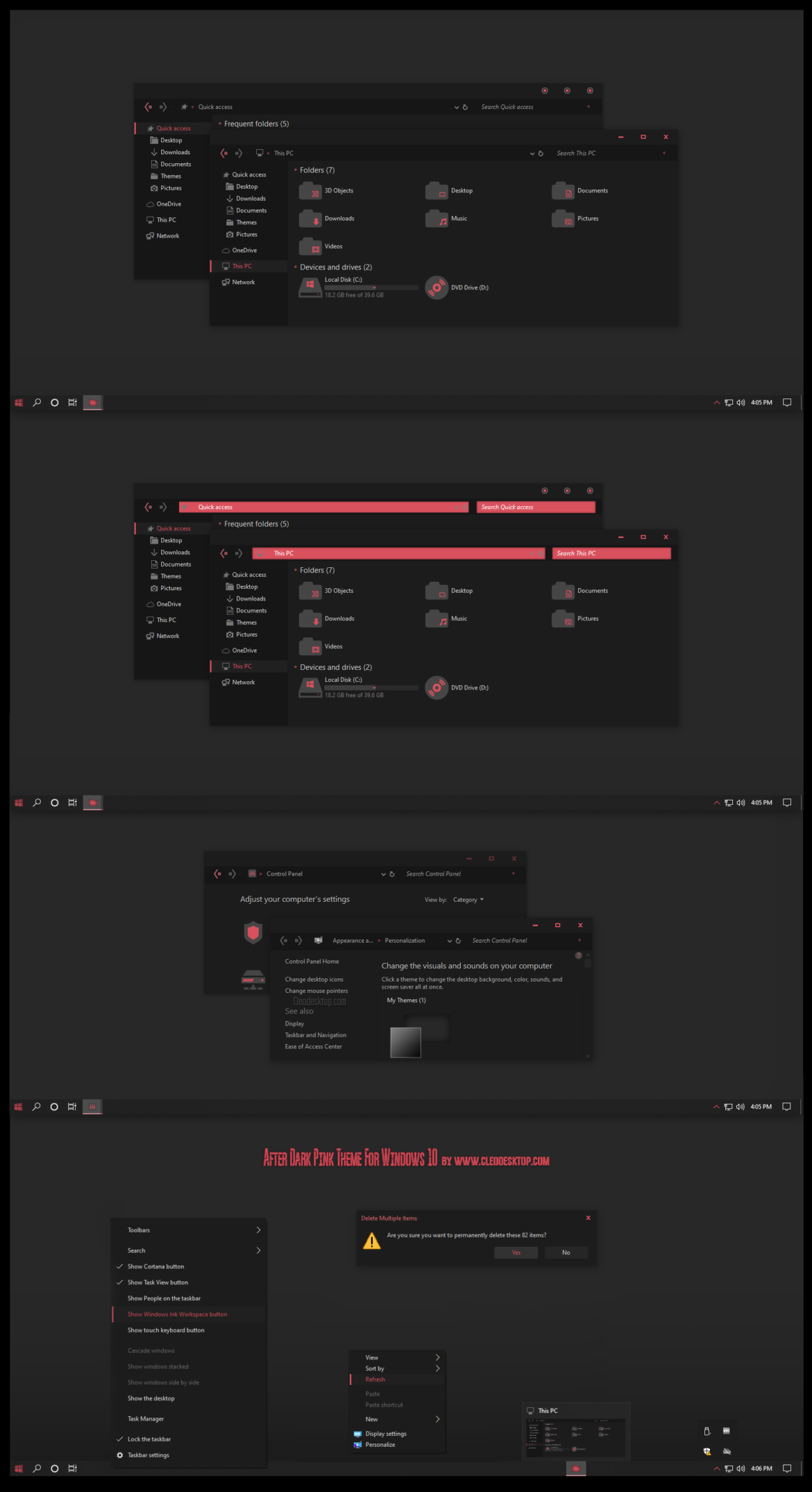After Dark Pink Theme For Windows 10