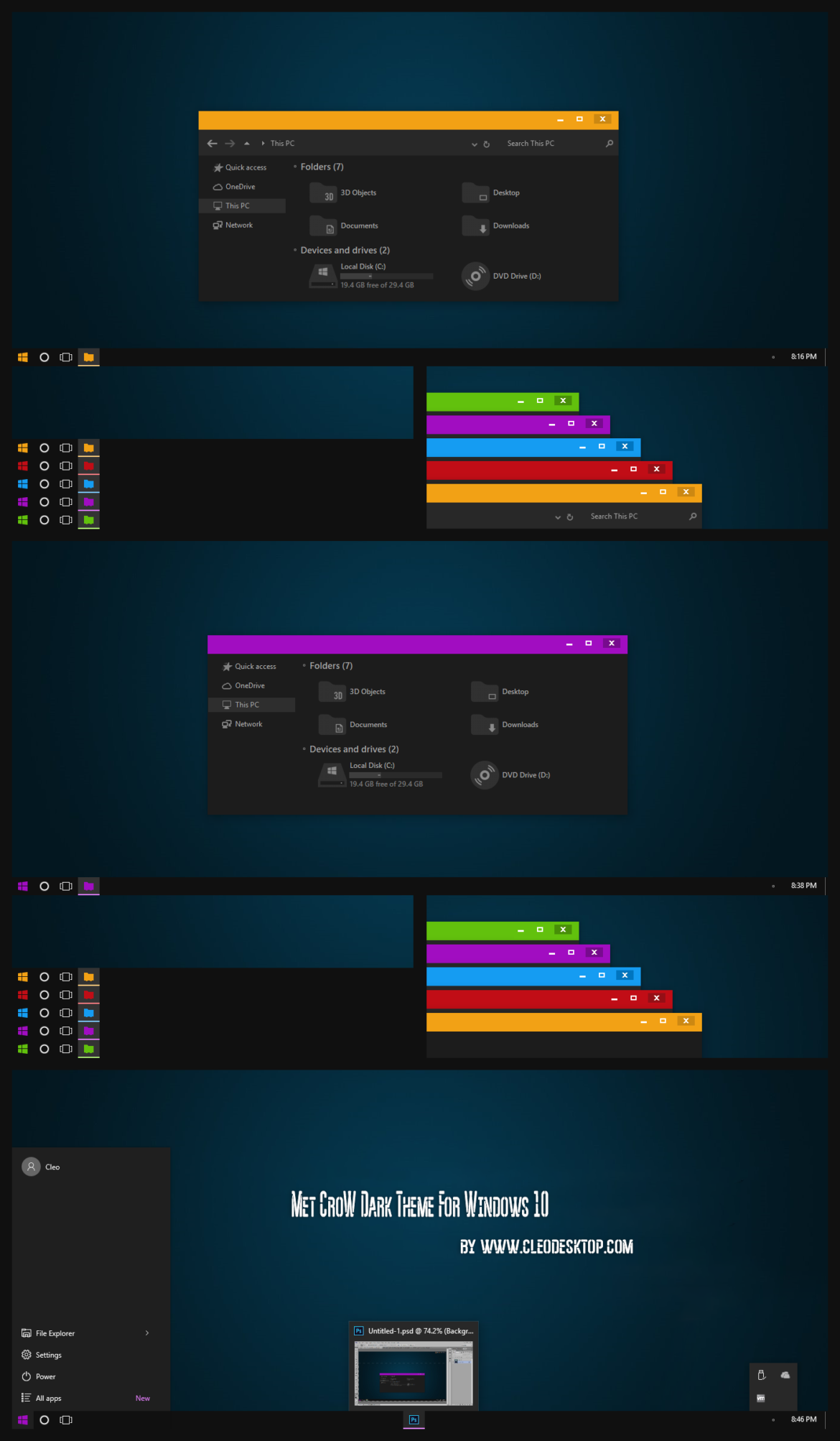 Met Crow Dark Theme For Windows 10