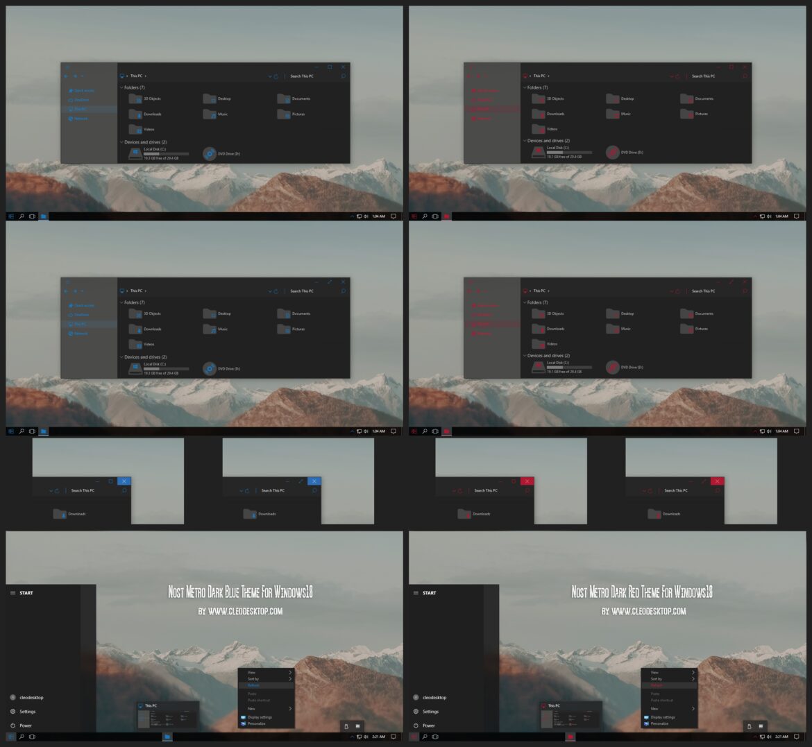 Nost Metro Dark Blue And Red Theme For Windows 10