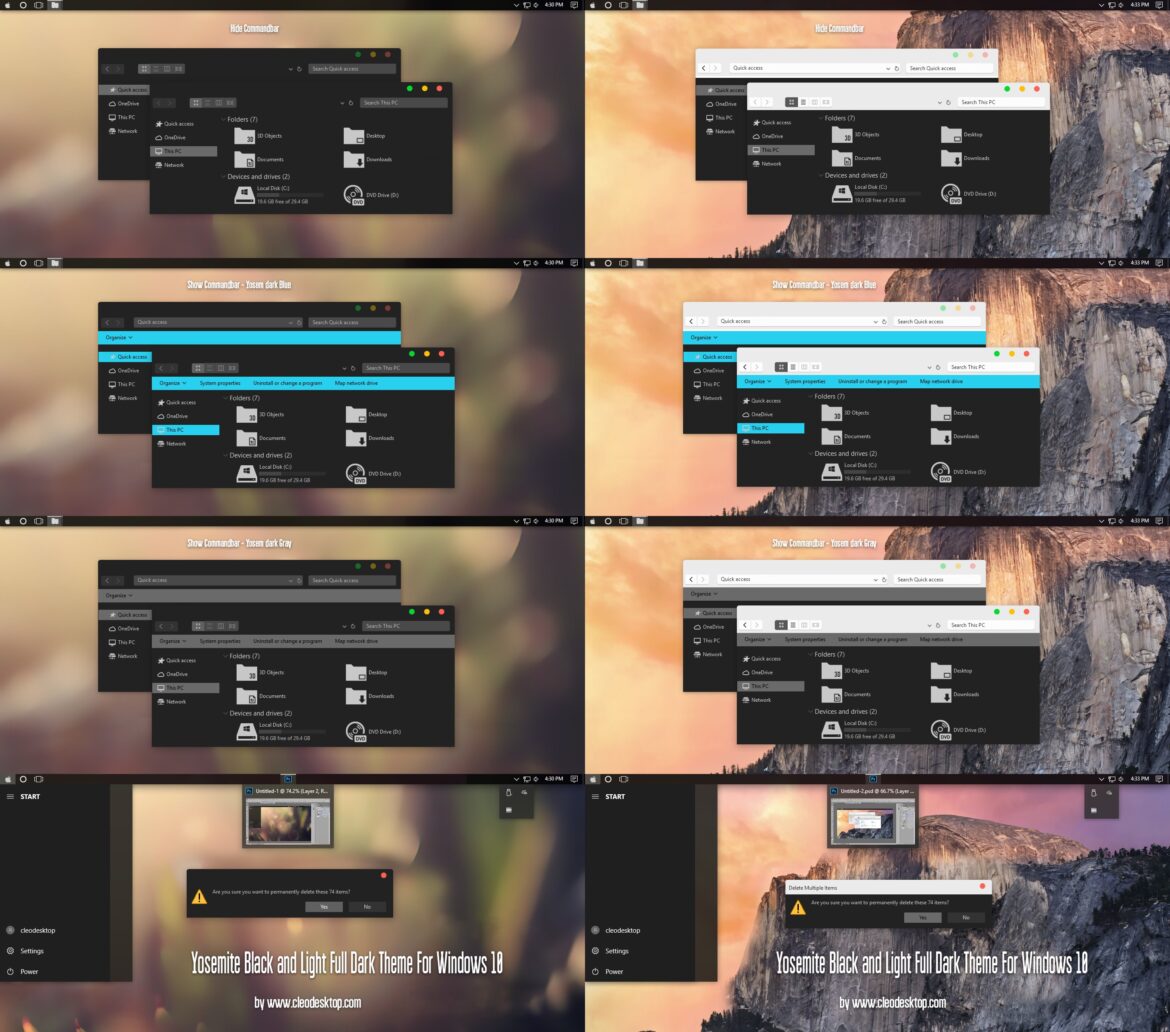 Yosemite Black And Light Full Dark Theme For Windows 10