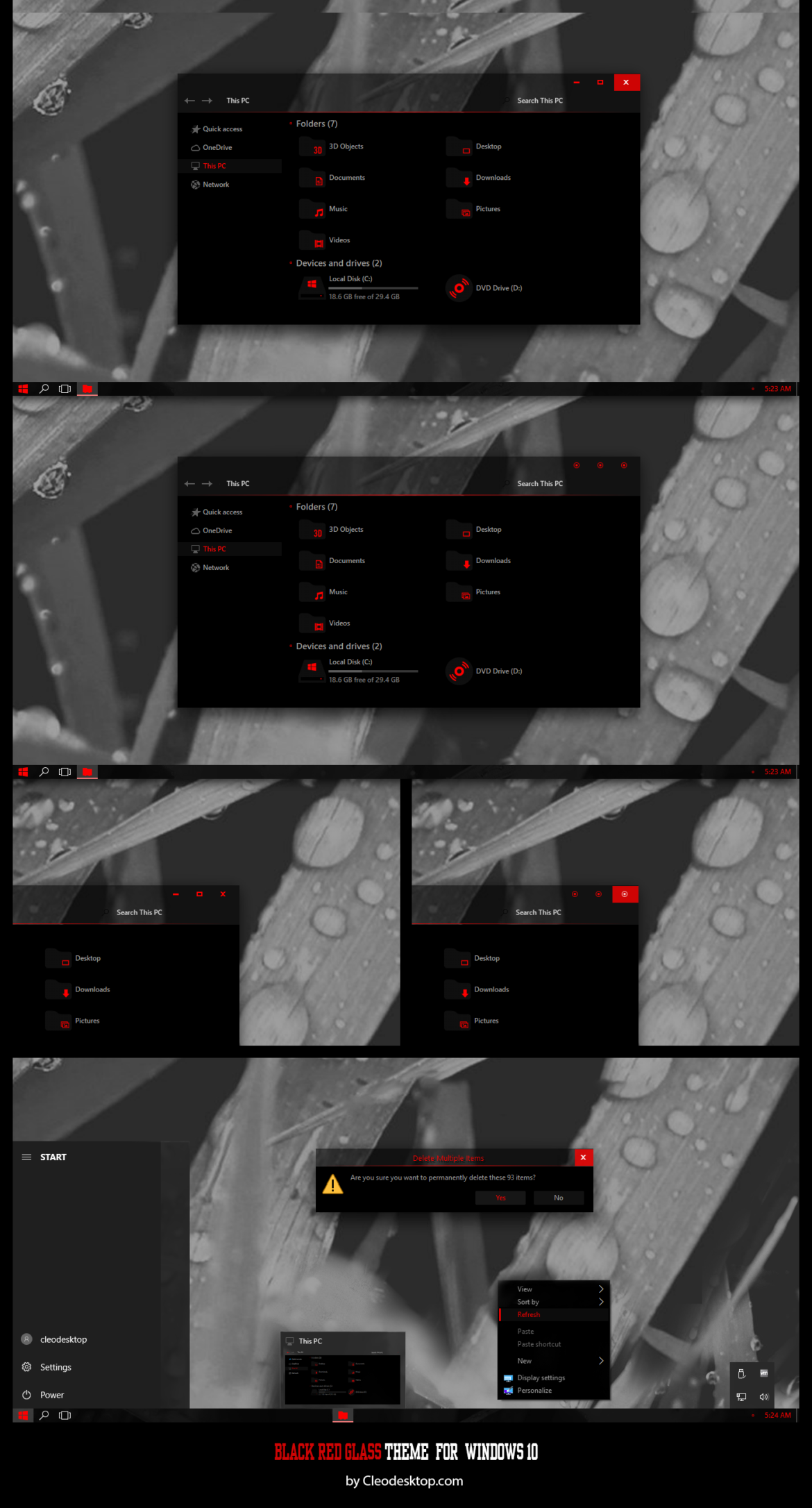 Black Red Glass Theme For Windows 10