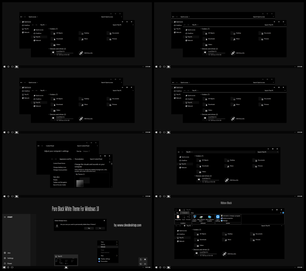 Pure Black White Theme For Windows 10