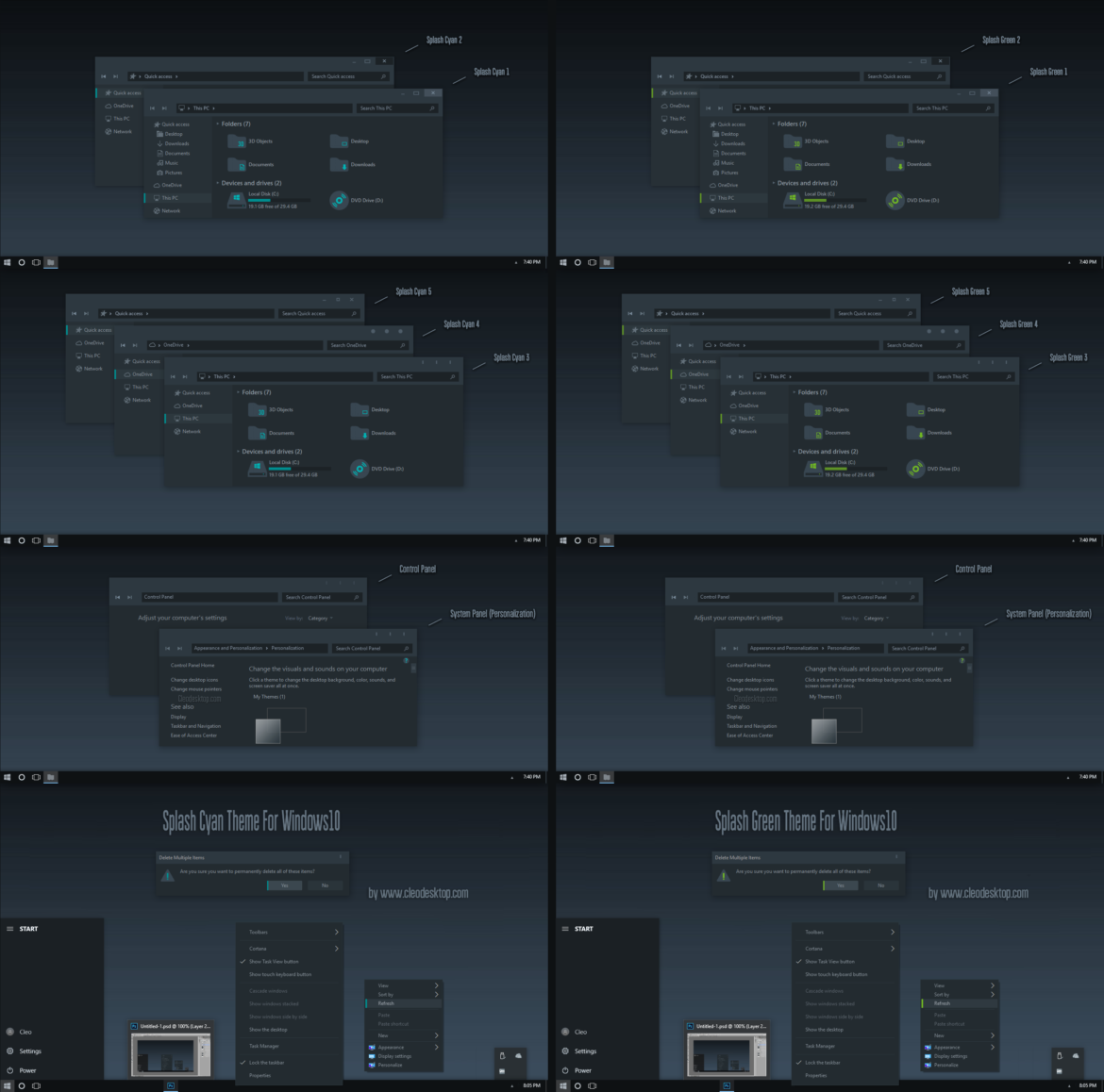 Splash Cyan And Green Theme For Windows 10