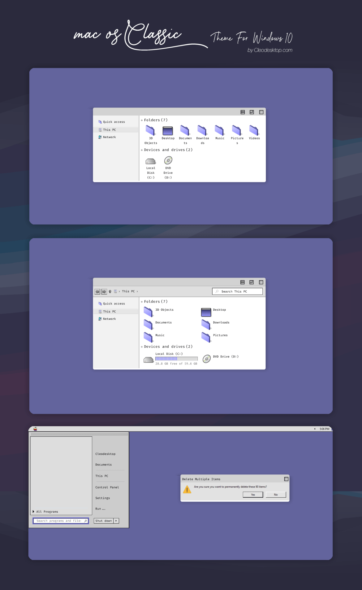 Mac oS Classic Theme For Windows 10