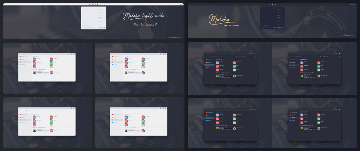 Maloha Dark And Light Mode Theme For Windows 11
