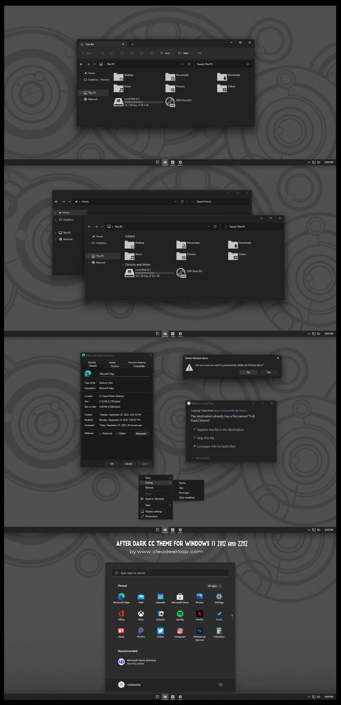 After Dark CC Theme For Windows 11