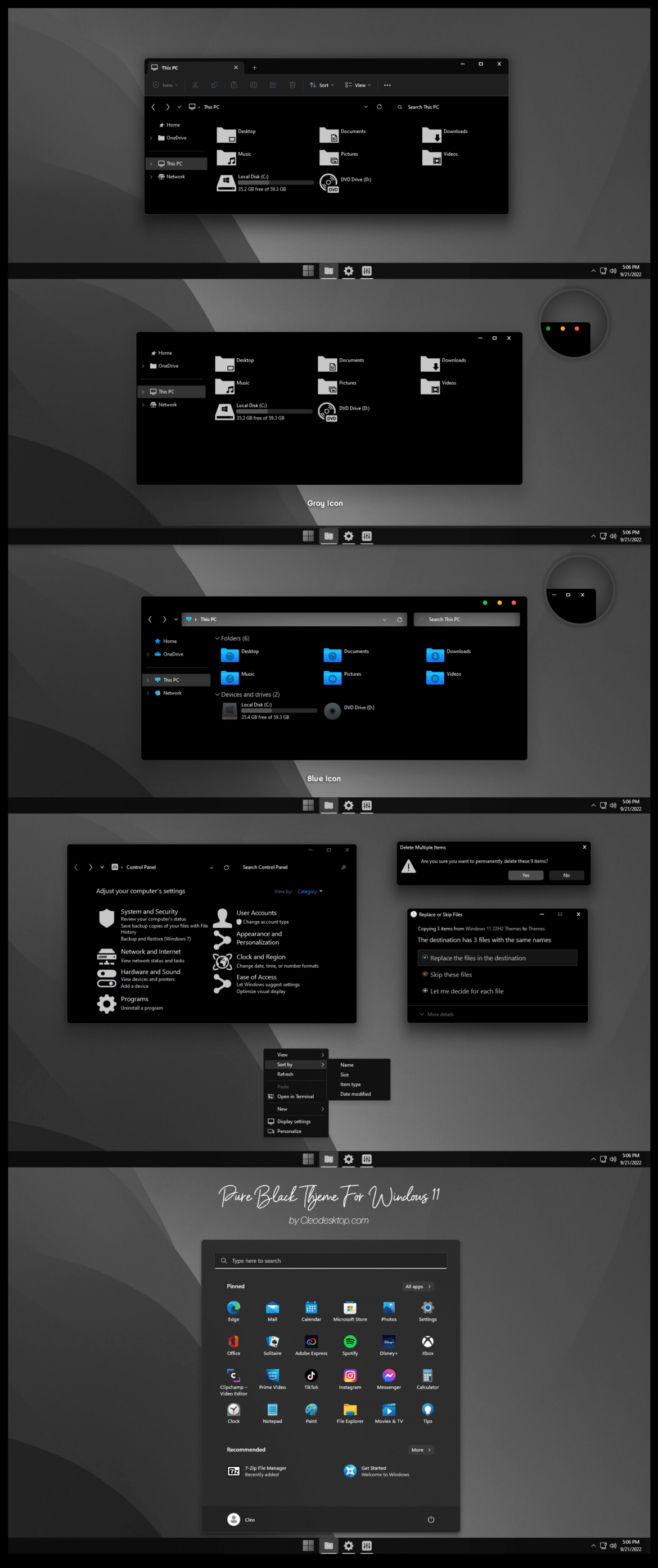 Pure Black Full Theme For Windows 11