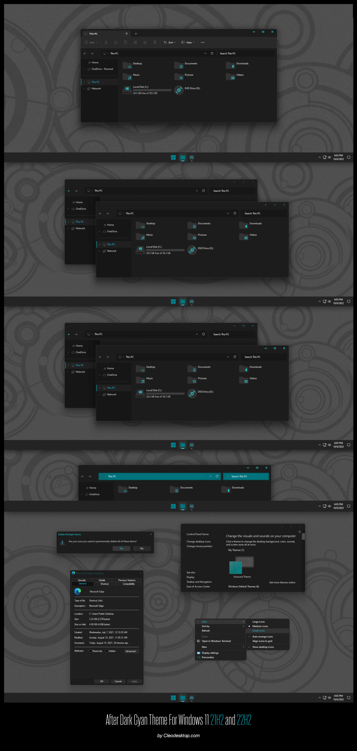 After Dark Cyan Theme For Windows 11
