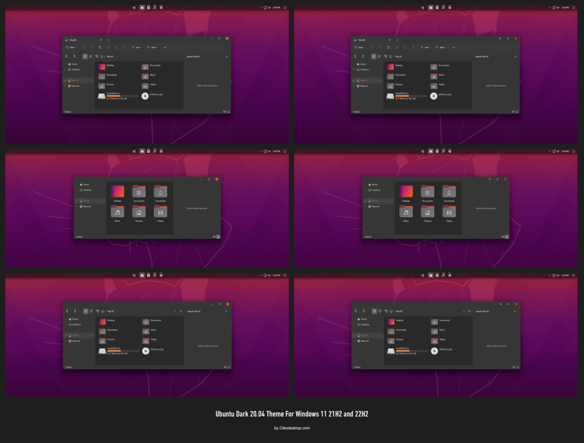 Ubuntu Dark 20.04 Theme For Windows 11
