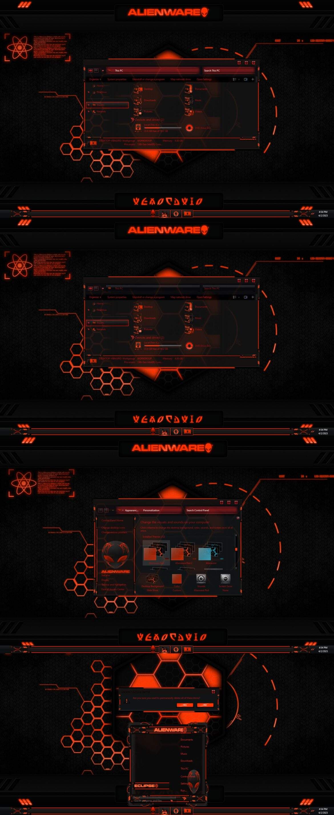 Alienware RED Big Border Theme For Windows 11