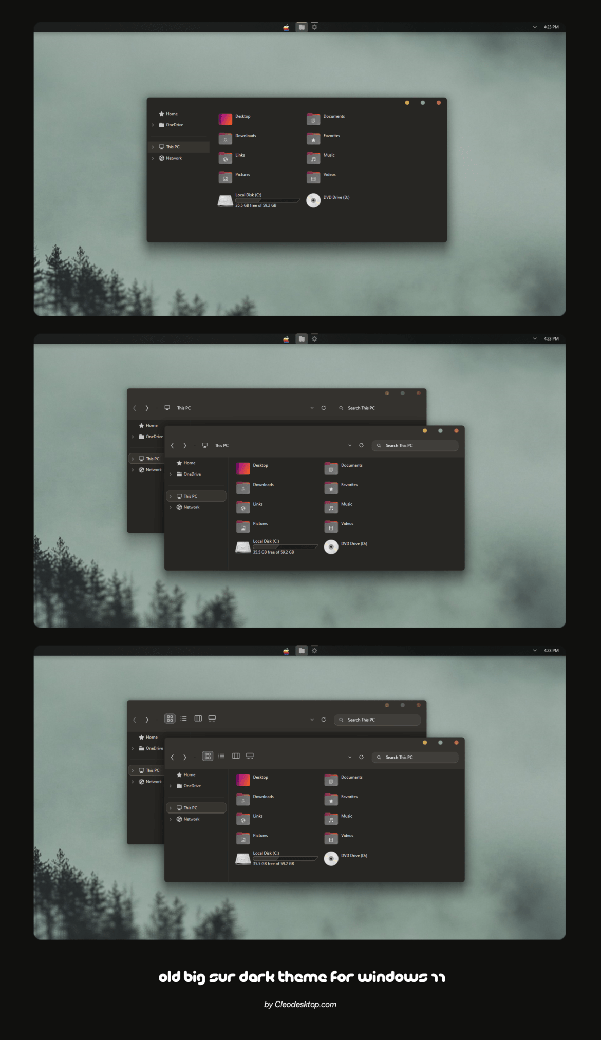OLD Big Sur Dark Theme For Windows 11