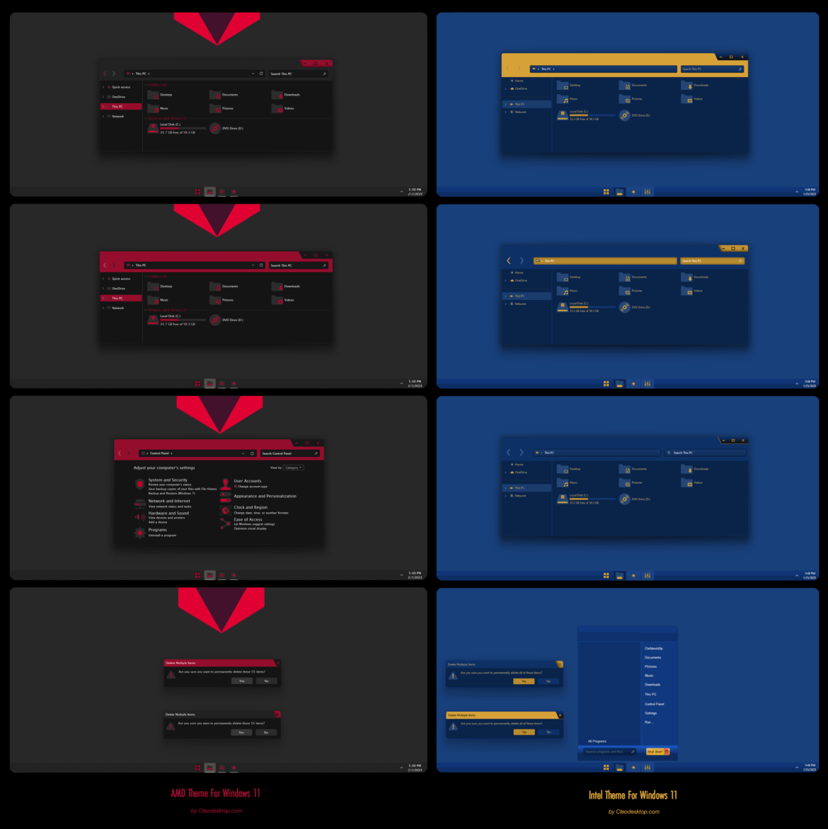 AMD And Intel Theme For Windows 11