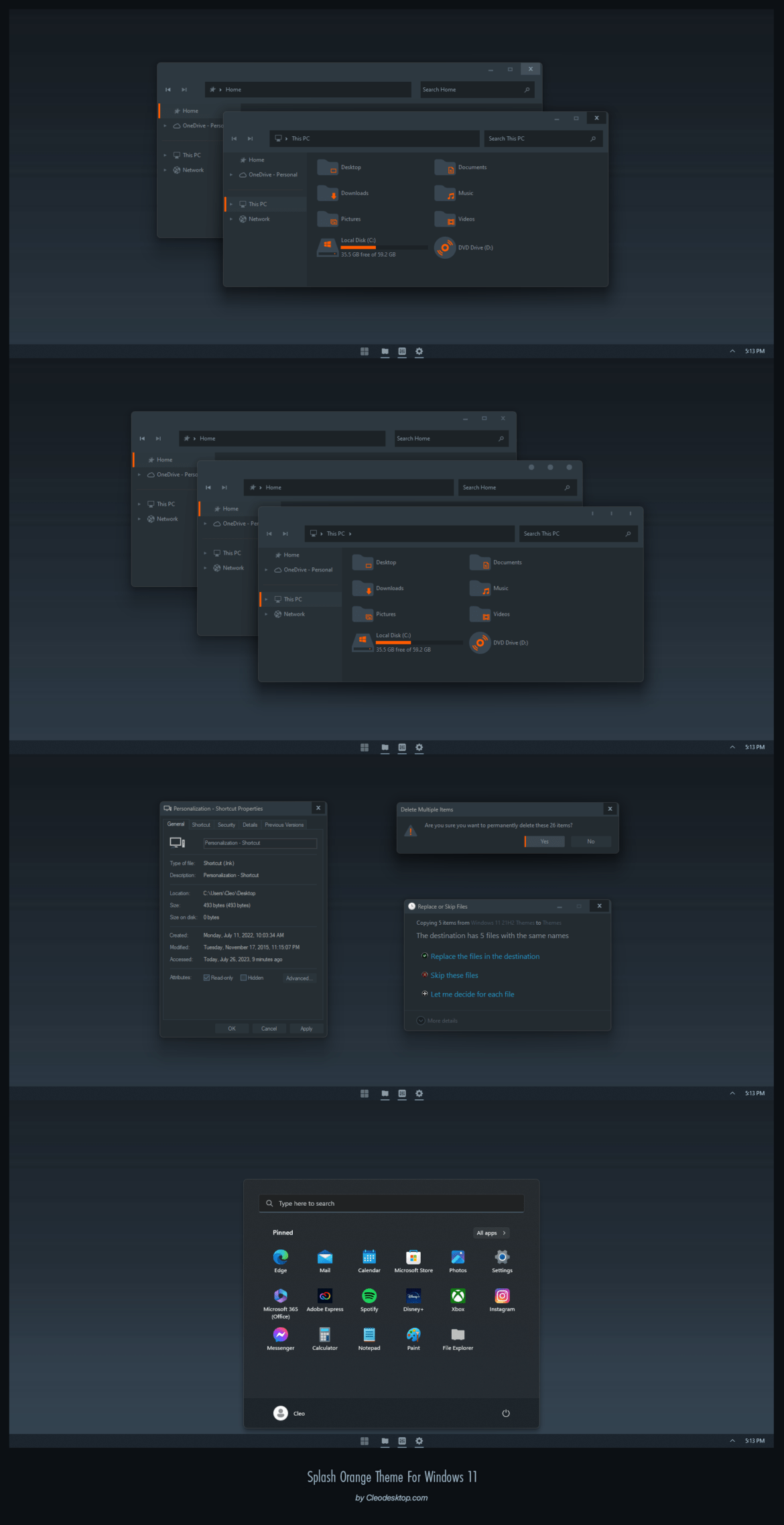 Splash Orange Theme For Windows 11