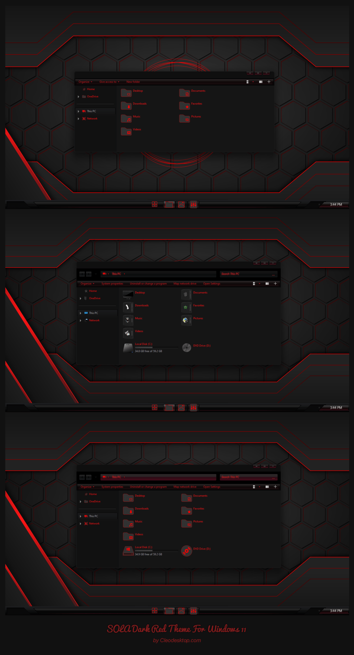 SOLA Dark Red Theme For Windows 11
