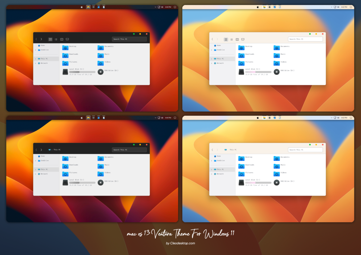 mac os 13 Ventura Black And Light Theme For Windows 11