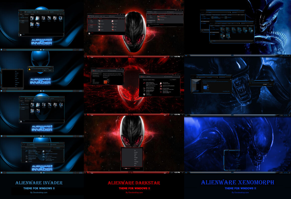 Alienware Darkstar +Invader + Xenomorph Theme Windows 11