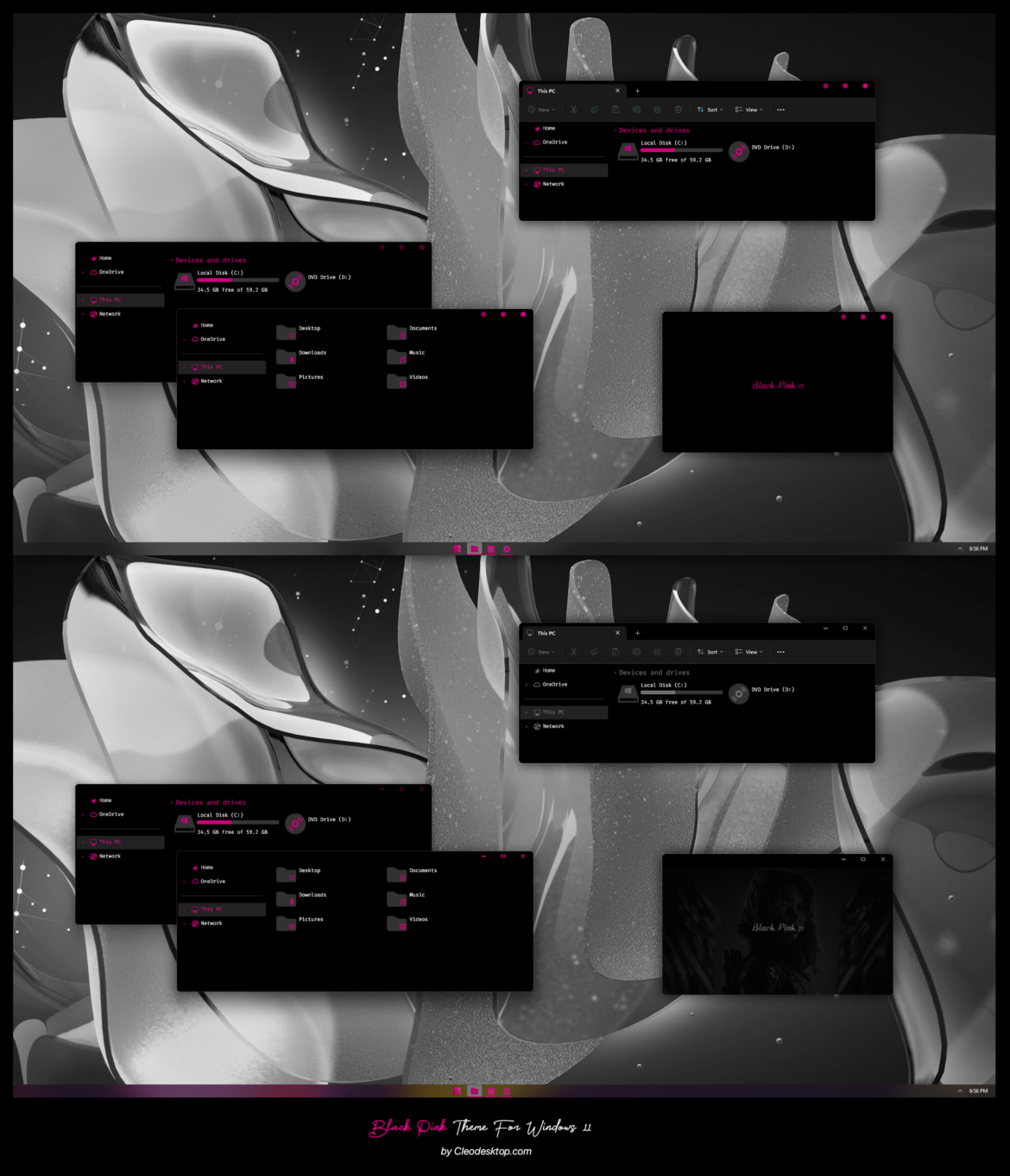 Black Pink Theme For Windows 11