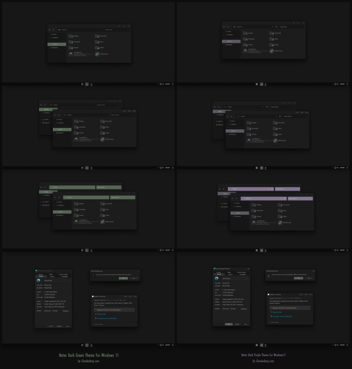Nater Dark Purple And Green Theme For Windows 11