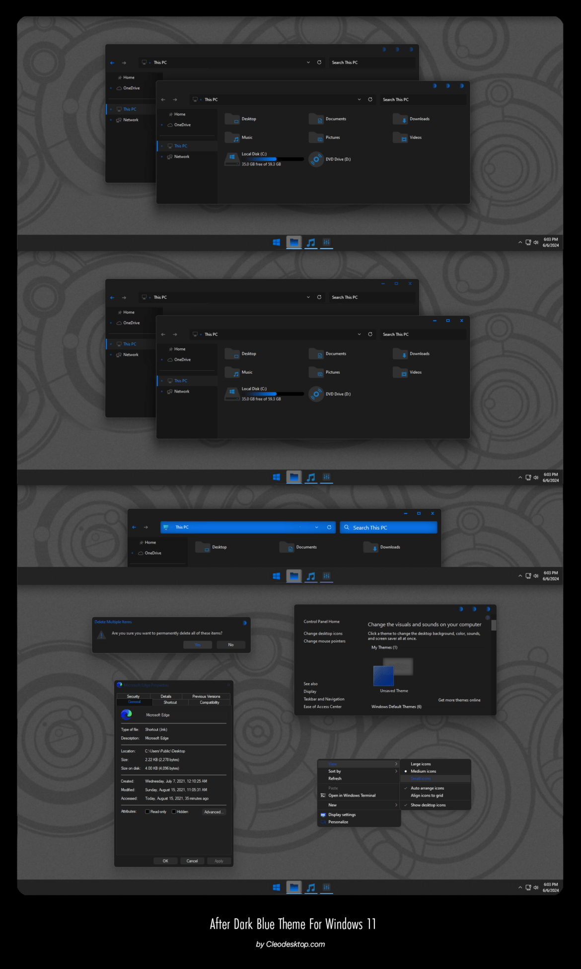 After Dark Blue Theme For Windows 11