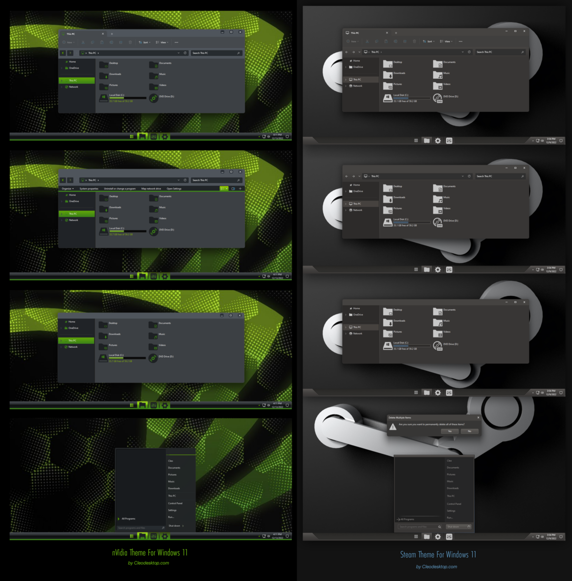 Steam And nVidia Theme For Windows 11