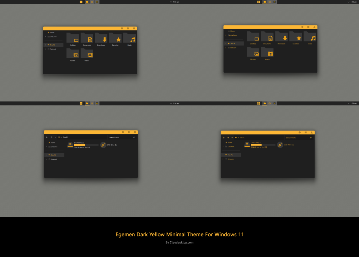 Egemen Dark Yellow Minimal Theme For Windows 11