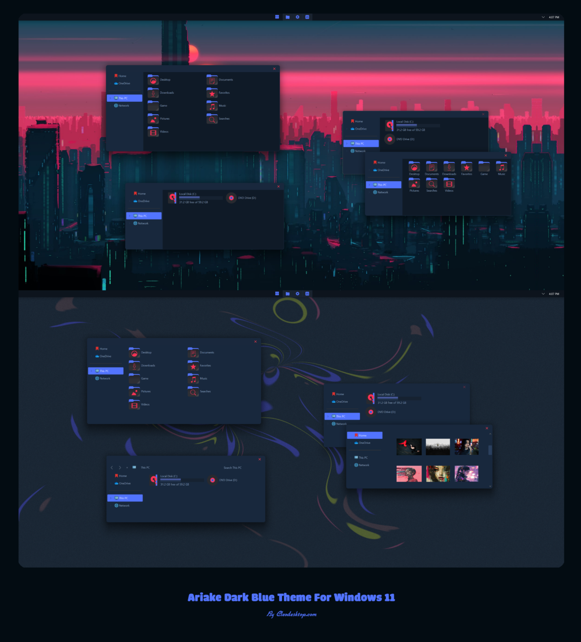 Ariake Dark Blue Theme For Windows 11