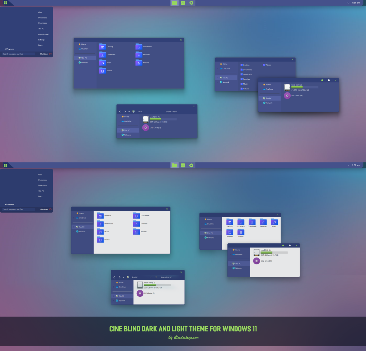 CINE BLIND Dark And Light Theme For Windows 11
