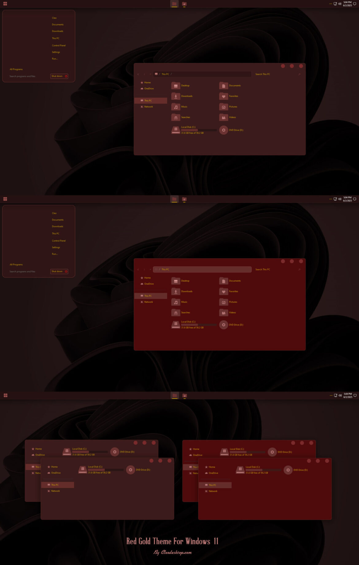 Red Gold Theme For Windows 11
