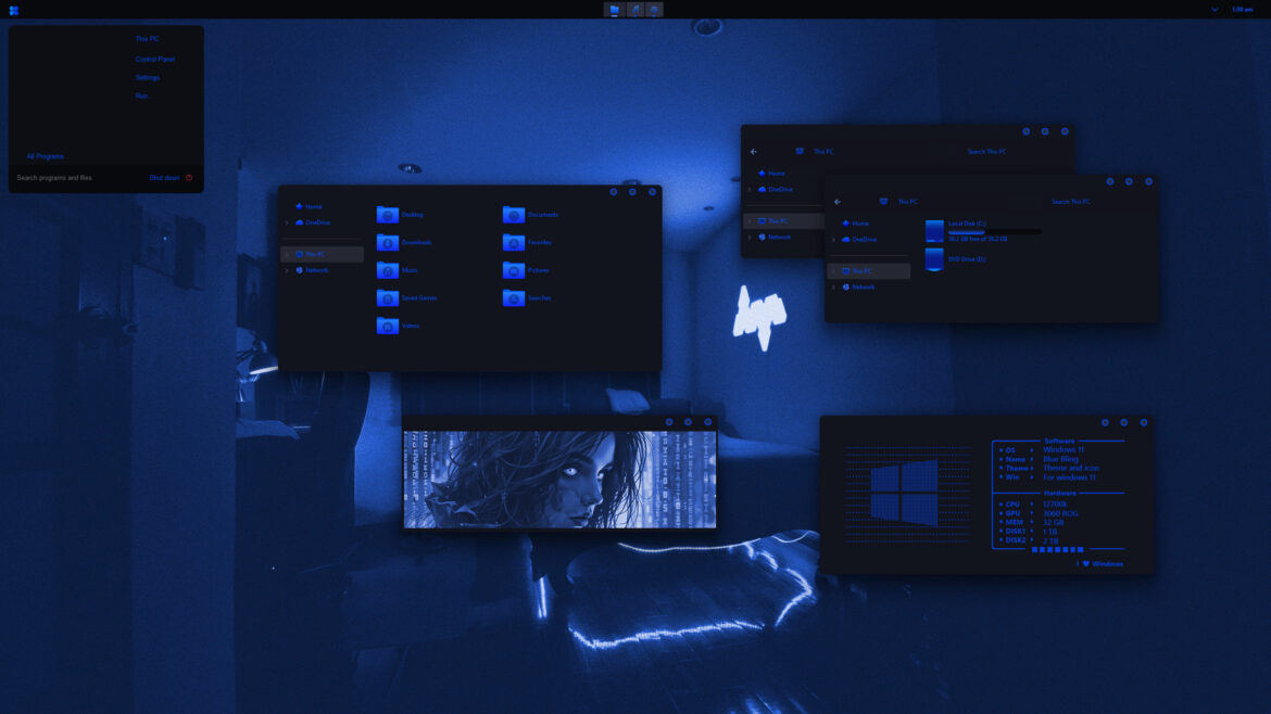 Blue Bling Theme For Windows 11