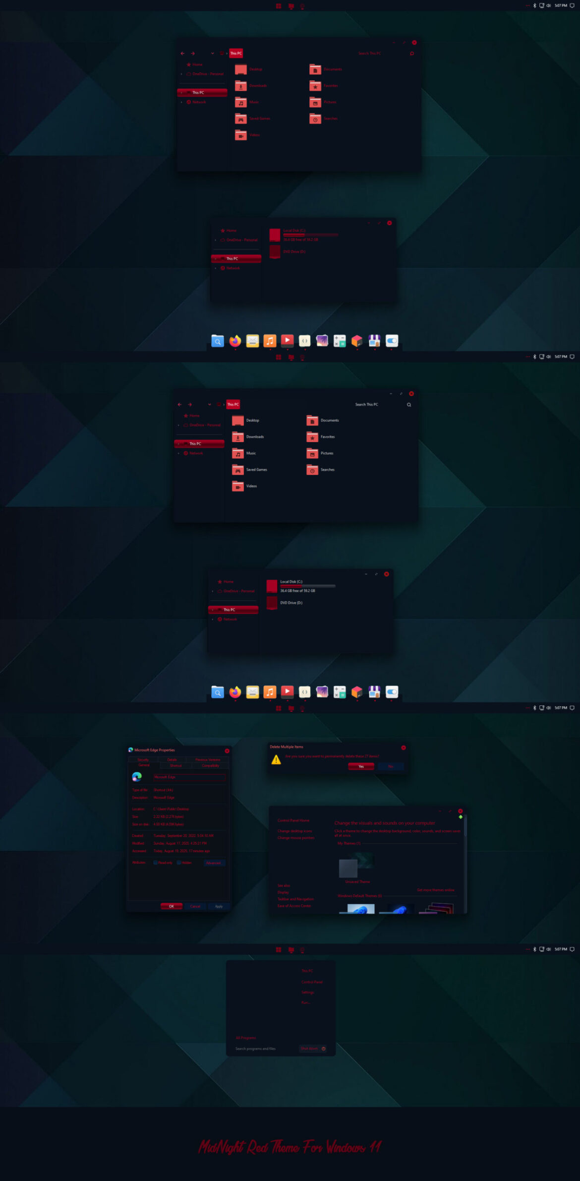 MidNight Red Theme For Windows 11