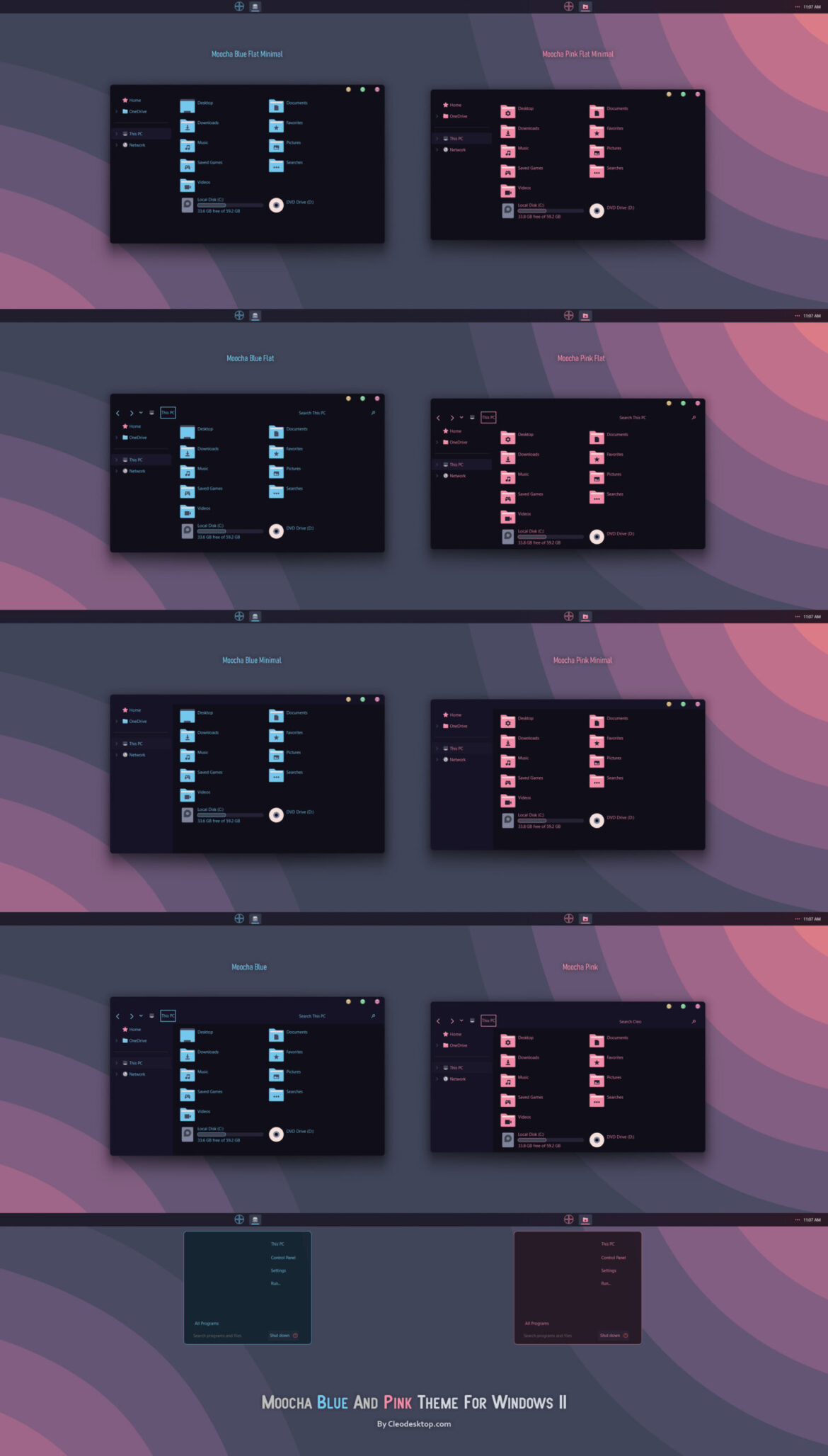 Moocha Blue And Pink Theme For Windows 11