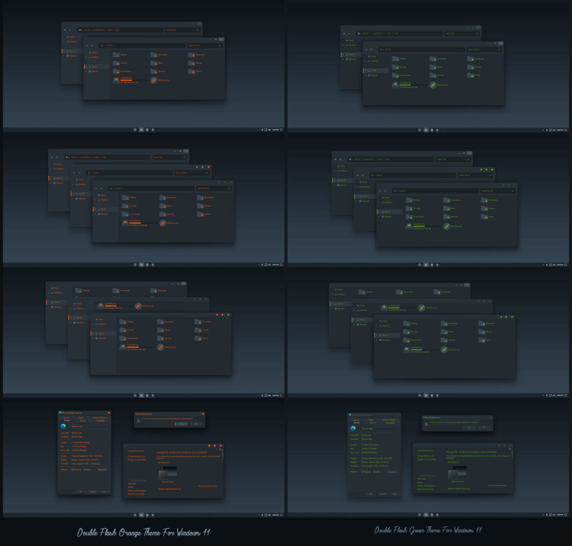 Double Flash Orange And Green Theme For Windows 11