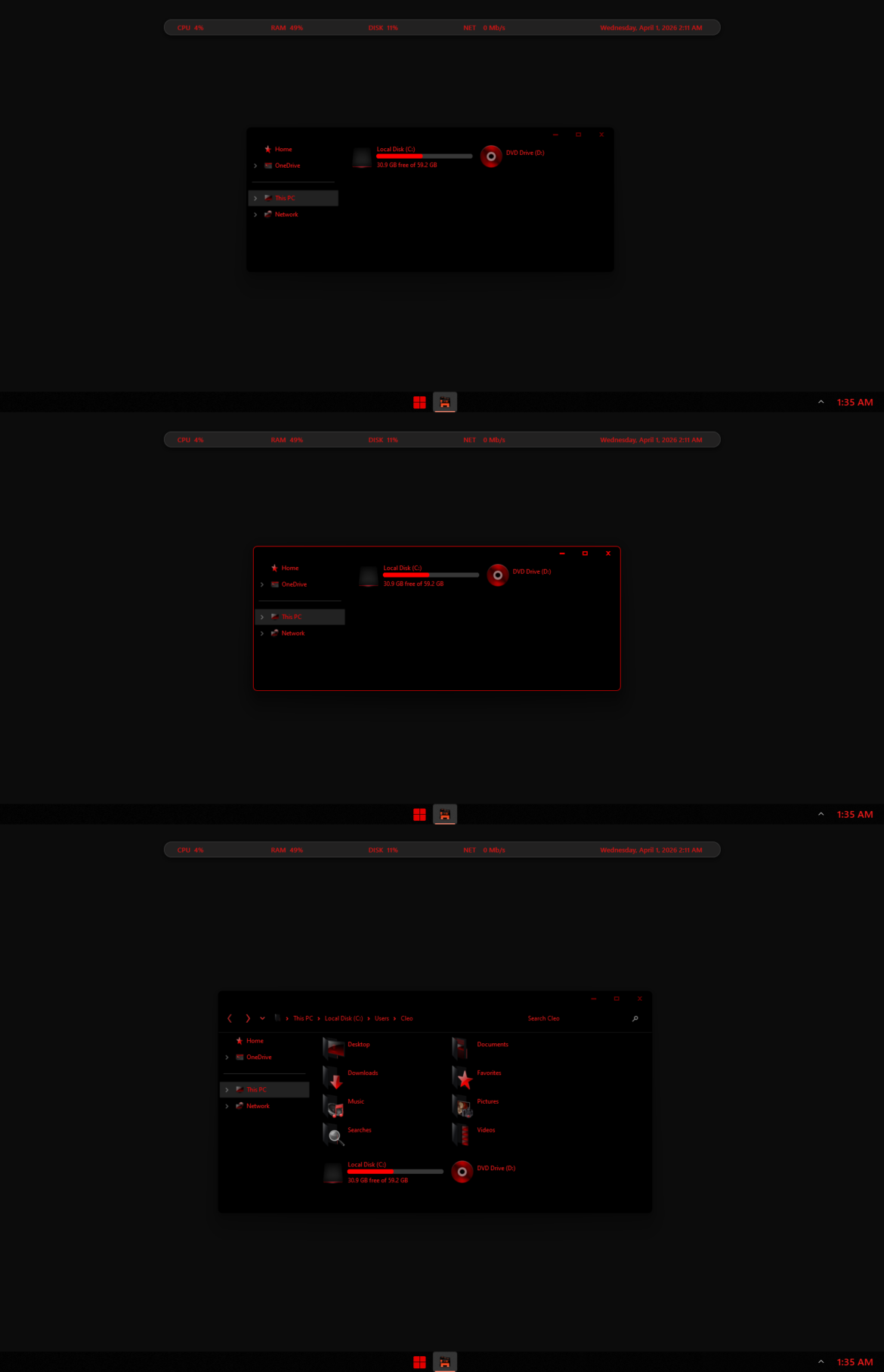 Black Red Minimalist Theme For Windows 11
