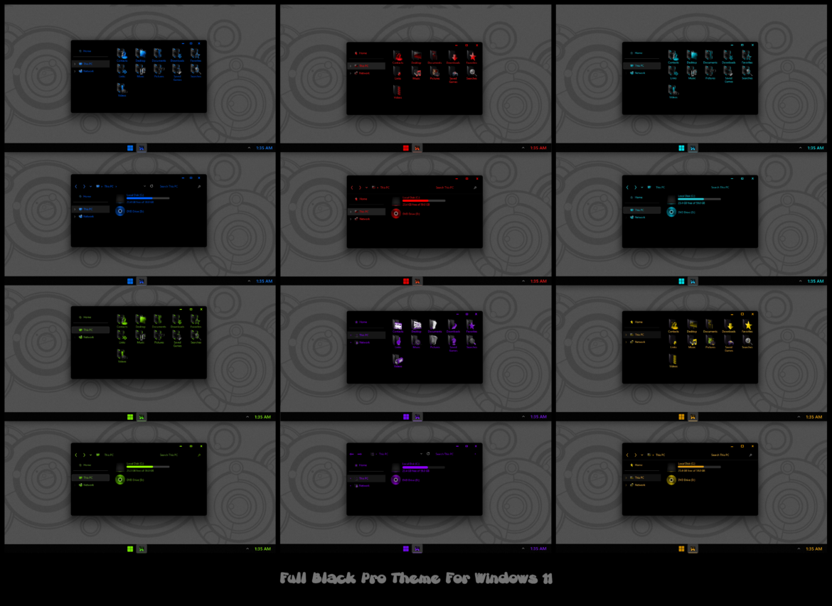 Full Black PRO Theme For Windows 11